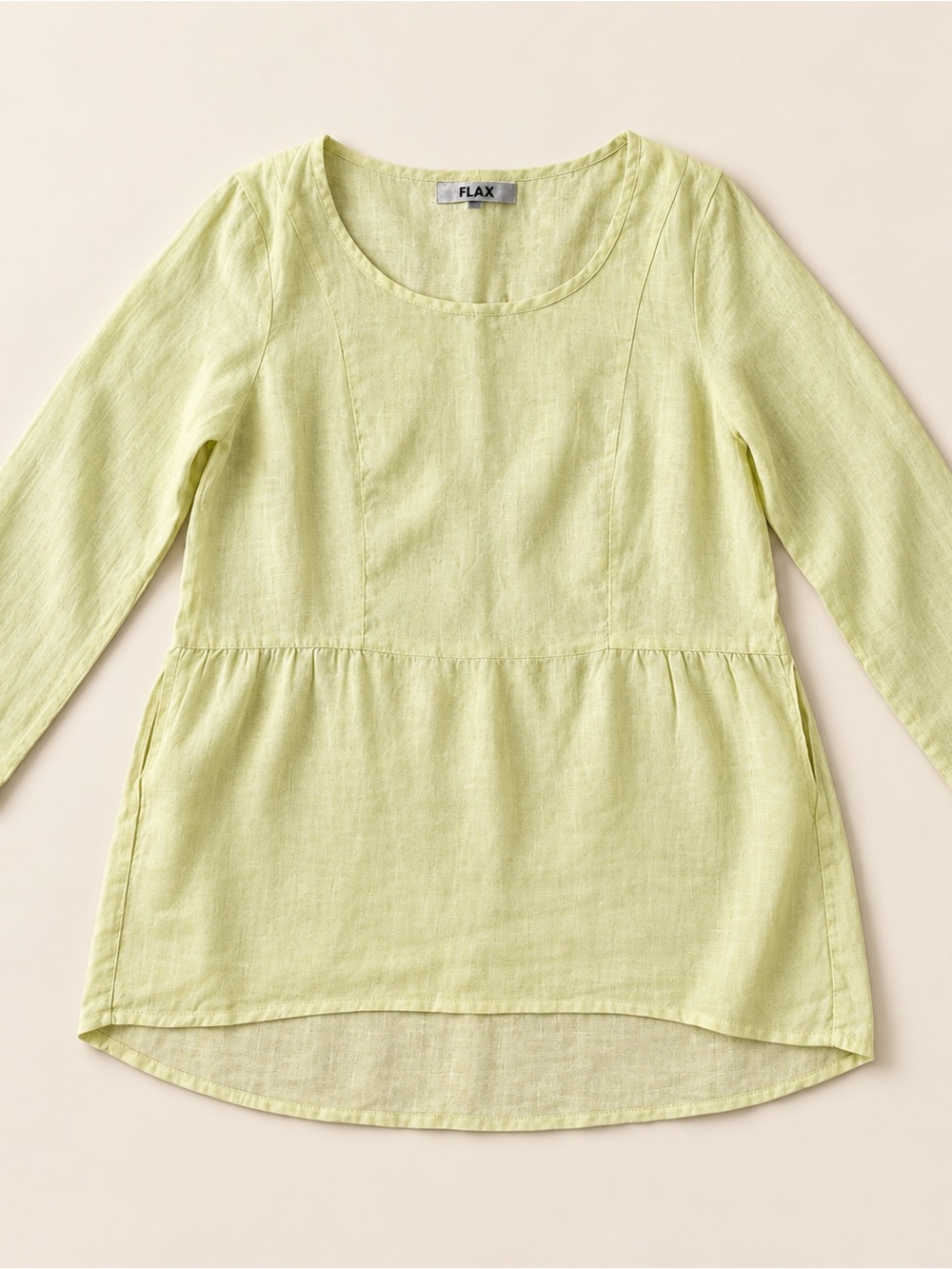 Flax 100% Linen Light Yellow Tunic Top